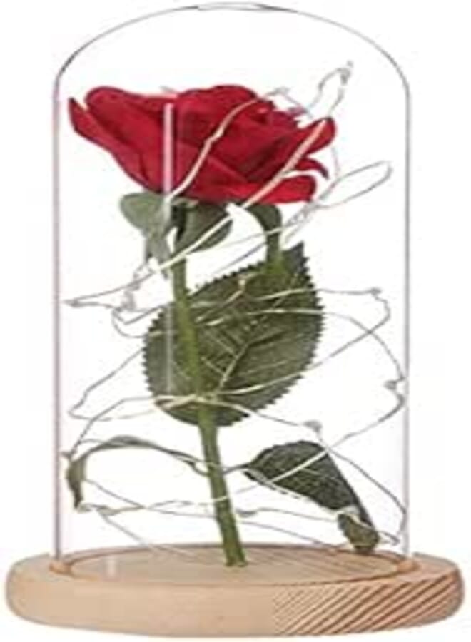 Novelty LED Beauty Rose and Beast Battery Powered Red Flower String Light Desk Lamp Romantic Valentine's Day Gift